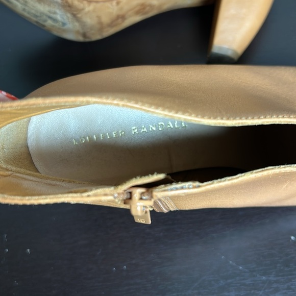 Loeffler Randall Nanette Captoe Bootie Leather Mid Heel Camel Black Sz 9 - Picture 9 of 9